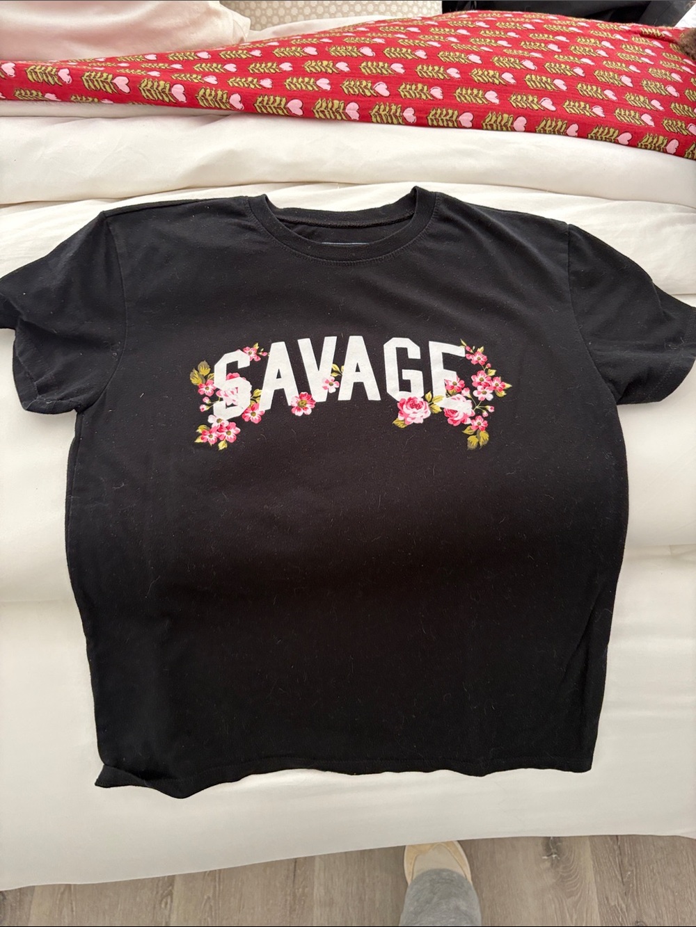 Modern Lux Black 'SAVAGE' Floral Graphic Tee